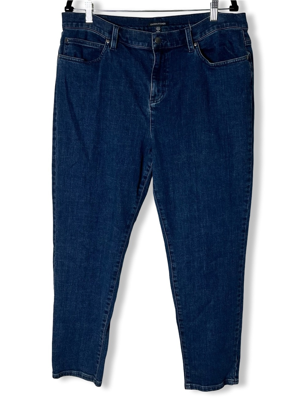 Eileen Fisher Womens Organic Cotton Stretch Denim Straight Jeans Sz XL